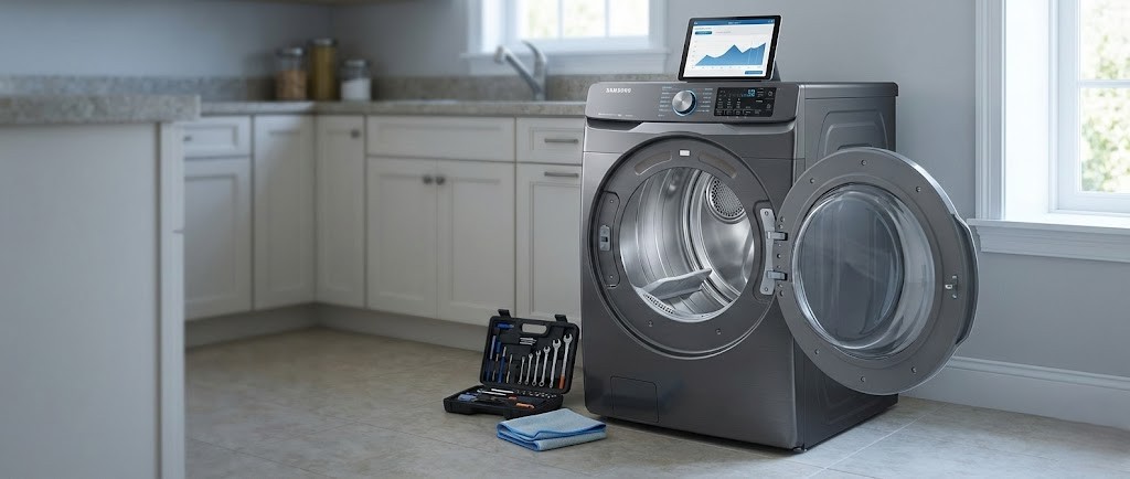 Samsung oven and range in a contemporary kitchen.